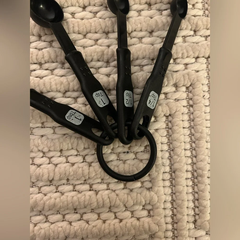 Black Measuring Cups: 1 Tbsp, 1 Tsp, 1/2 Tsp, 1/4 Tap Perfect for Cooking Baking